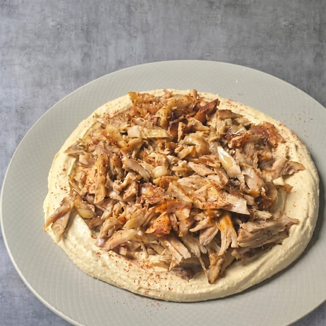 Shawarma on Hummus.