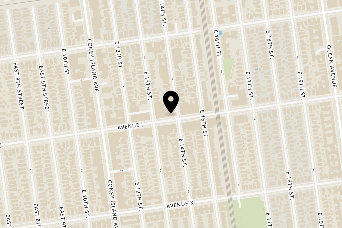 Map showing the location of Jerusalem Steakhouse on 1319 Avenue J in Brooklyn